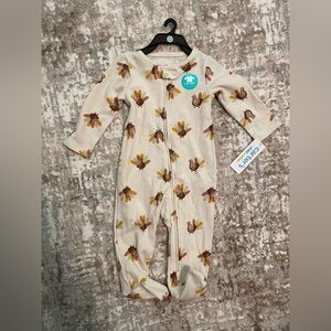 Carter's Beige and Brown Turkey Print Kids Footie size 6/9 months-NWT